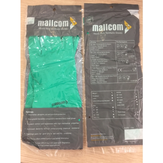 Găng tay chống hóa chất Mallcom Ấn Độ